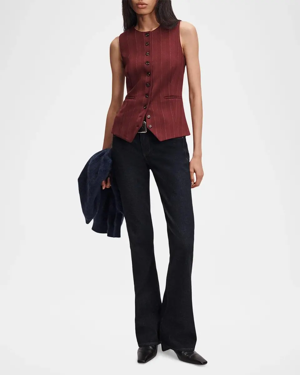 rag & bone Irina Striped Ponte-Jacquard Vest | Thumbnail 2