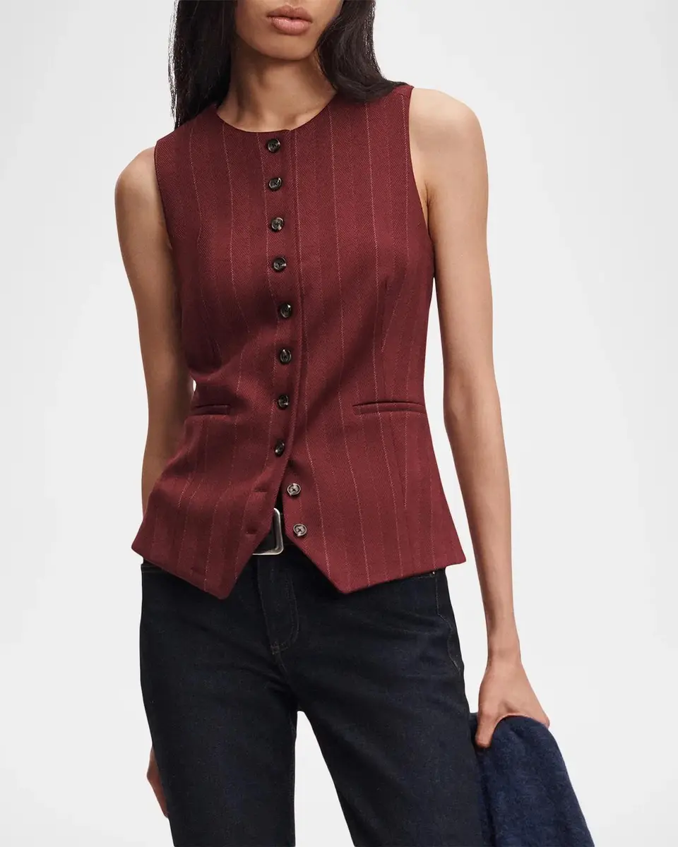 rag & bone Irina Striped Ponte-Jacquard Vest | Thumbnail 4