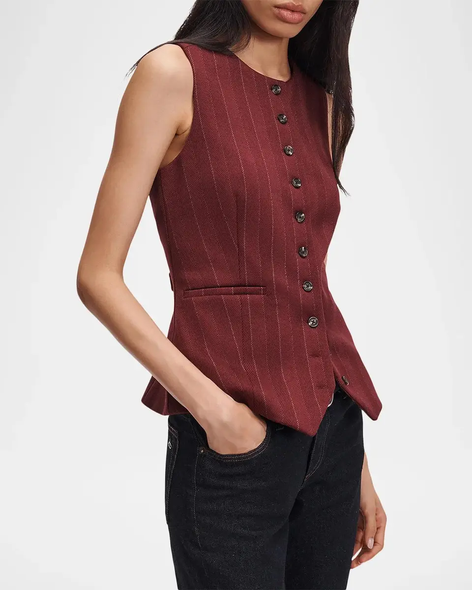 rag & bone Irina Striped Ponte-Jacquard Vest | Thumbnail 6