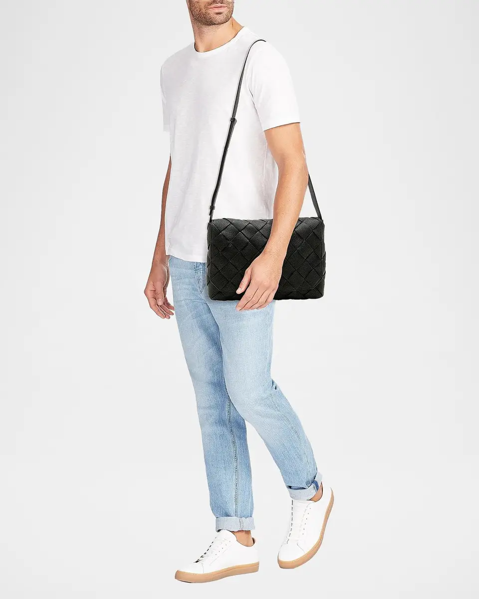 Bottega Veneta Men's Small Intreccio Leather Crossbody Bag | Thumbnail 2 Bottega Veneta Men's Small Intreccio Leather Crossbody Bag | Thumbnail 2