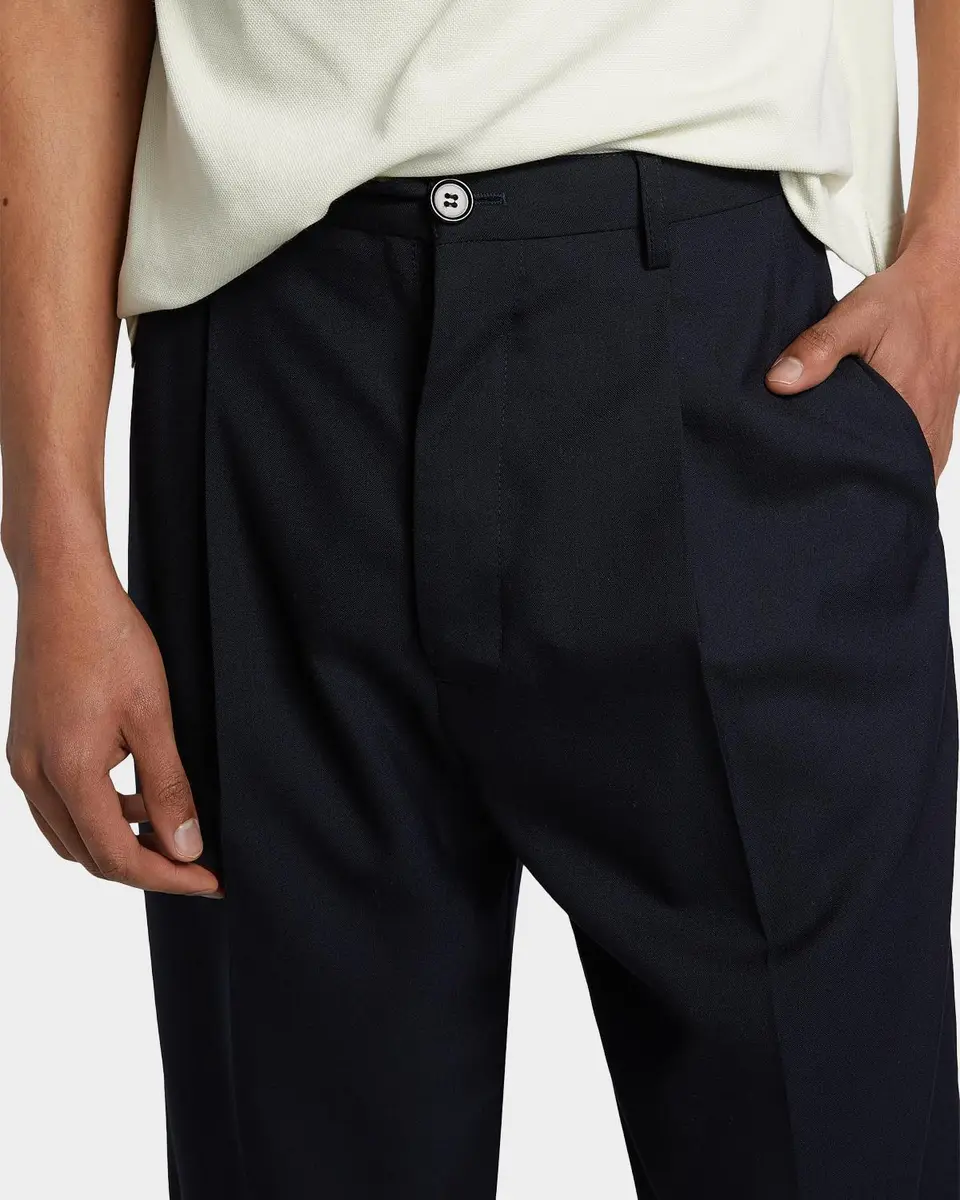 Marni Men's Tropical Wool Cropped Pleated Pants | Thumbnail 5