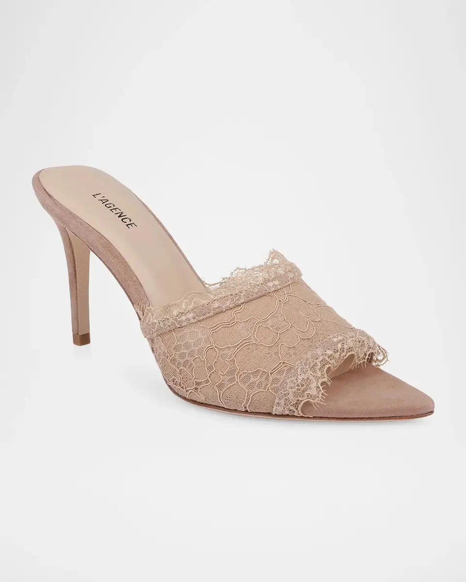 L'Agence 85mm Penn Lace Mules | Thumbnail 2