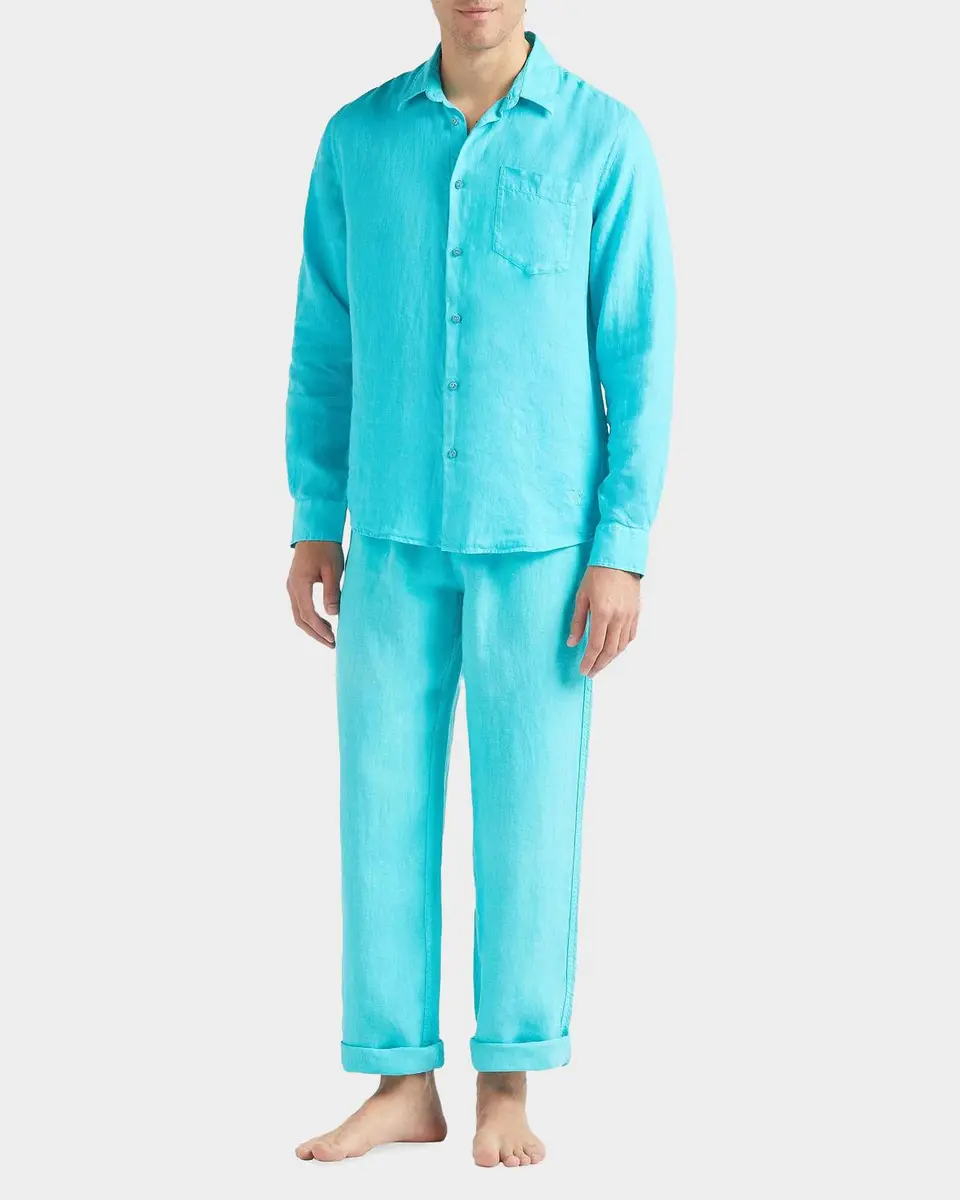 Vilebrequin Men's Caroubis Solid Linen Sport Shirt | Thumbnail 2