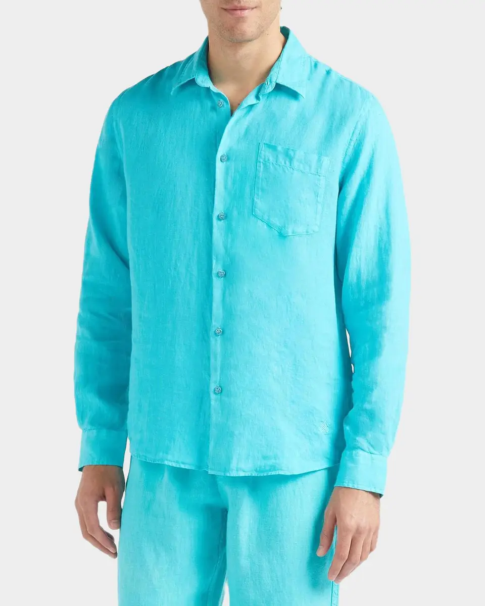 Vilebrequin Men's Caroubis Solid Linen Sport Shirt | Thumbnail 4