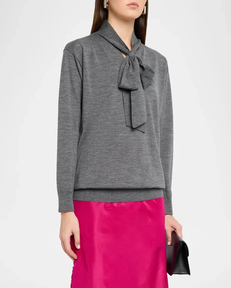 Valentino Garavani Neck-Scarf Wool Knit Sweater | Thumbnail 4