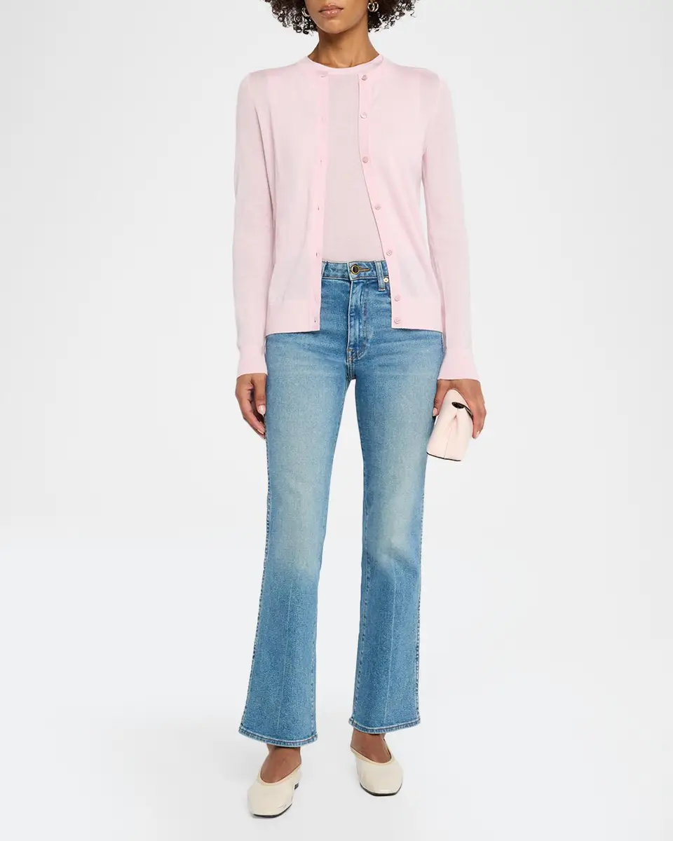 Neiman Marcus Cashmere Collection Superfine Cashmere Crewneck Cardigan | Thumbnail 2