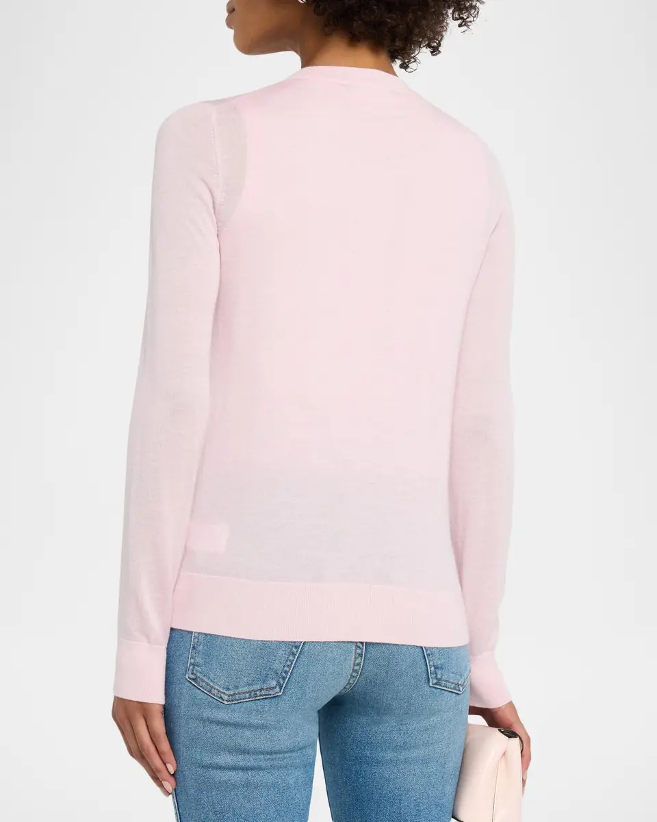 Neiman Marcus Cashmere Collection Superfine Cashmere Crewneck Cardigan | Thumbnail 3