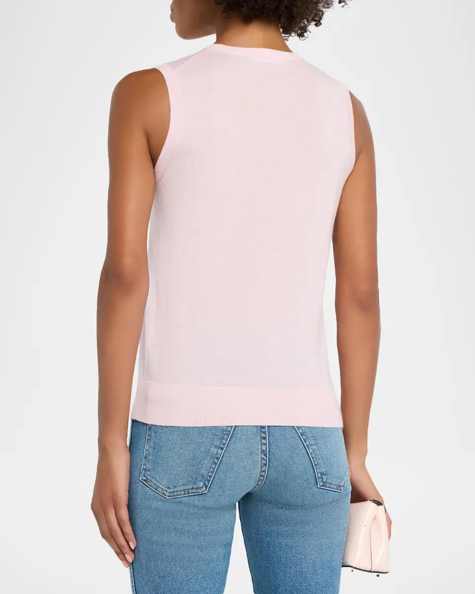 Neiman Marcus Cashmere Collection Superfine Cashmere Crewneck Shell | Thumbnail 3 Neiman Marcus Cashmere Collection Superfine Cashmere Crewneck Shell | Thumbnail 3