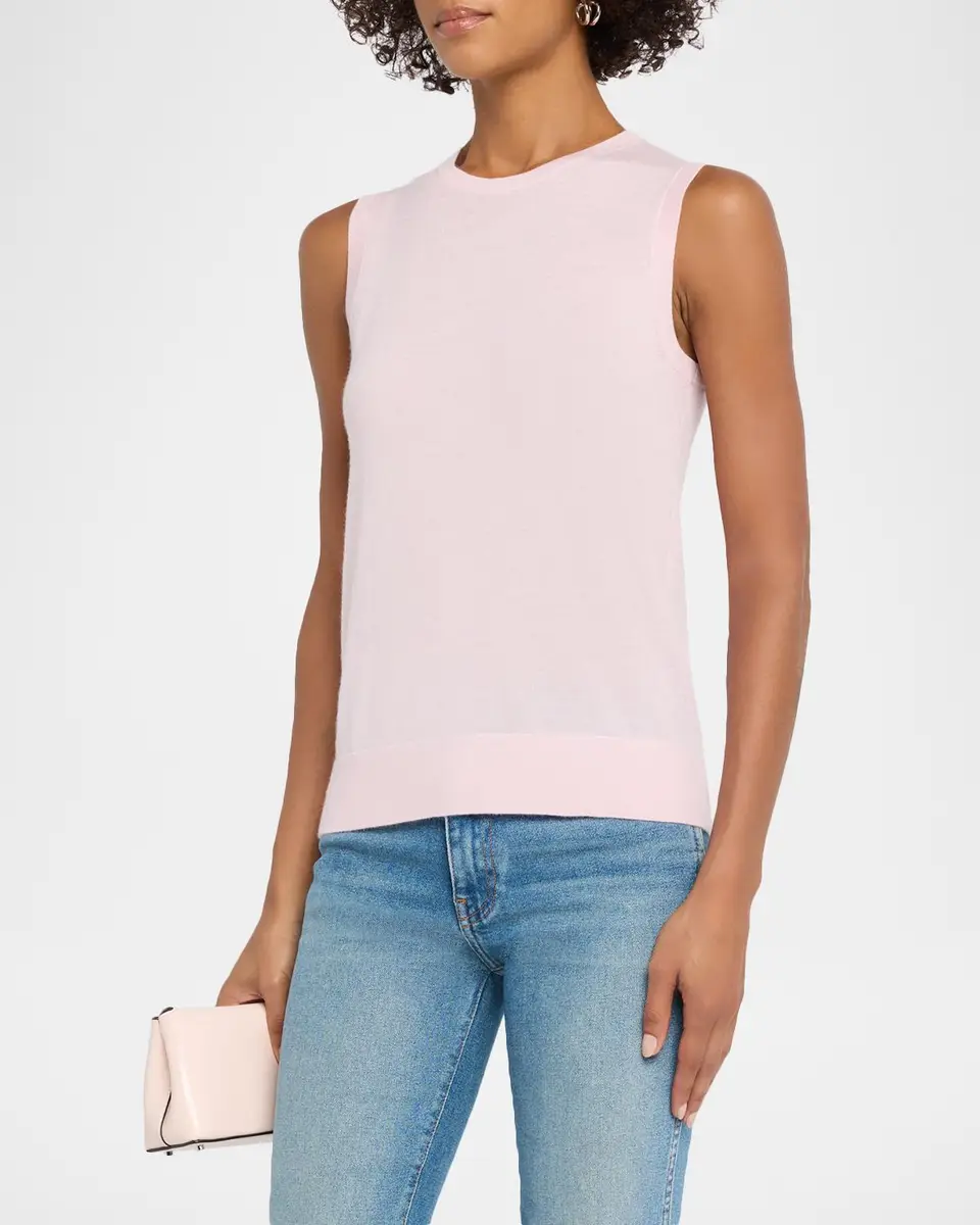 Neiman Marcus Cashmere Collection Superfine Cashmere Crewneck Shell | Thumbnail 4 Neiman Marcus Cashmere Collection Superfine Cashmere Crewneck Shell | Thumbnail 4