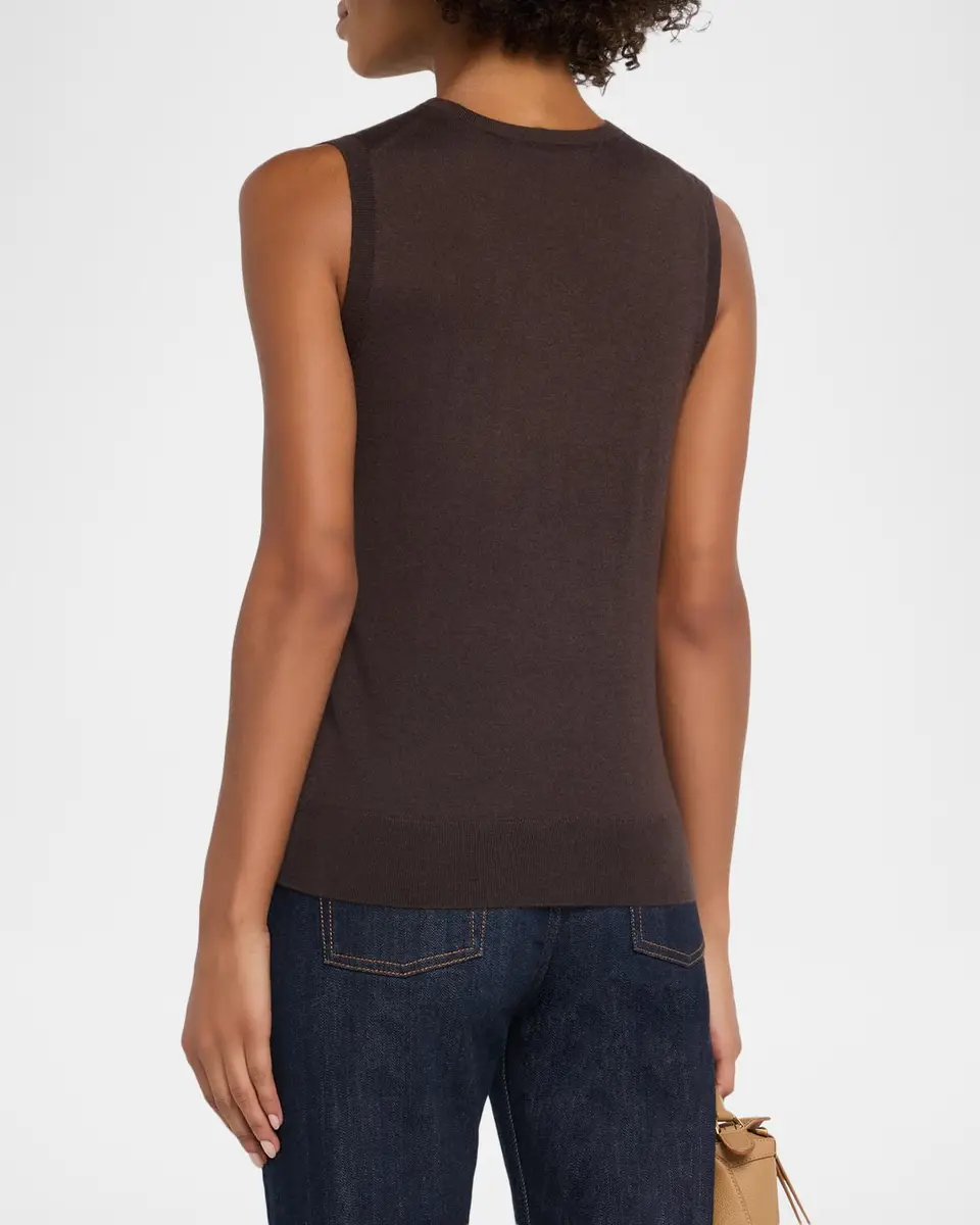 Neiman Marcus Cashmere Collection Superfine Cashmere Crewneck Shell | Thumbnail 3 Neiman Marcus Cashmere Collection Superfine Cashmere Crewneck Shell | Thumbnail 3