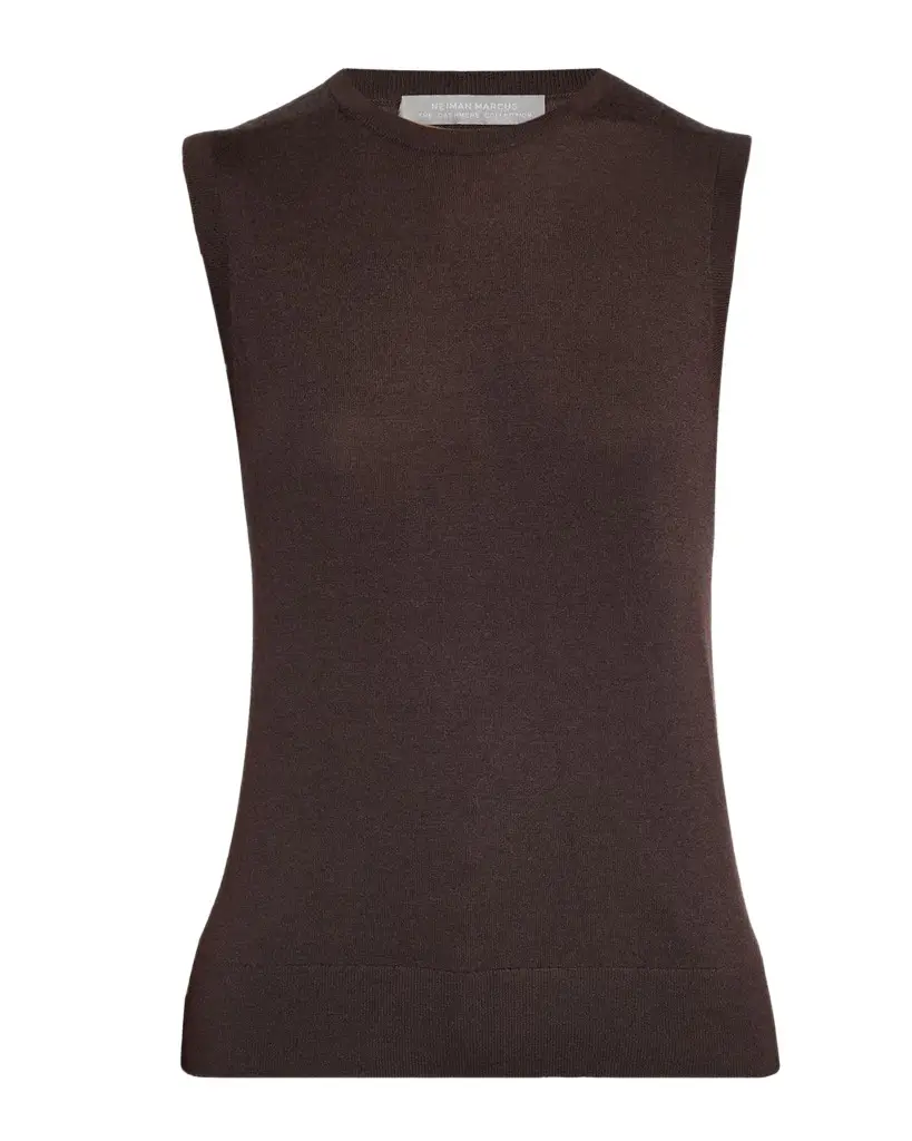 Neiman Marcus Cashmere Collection Superfine Cashmere Crewneck Shell