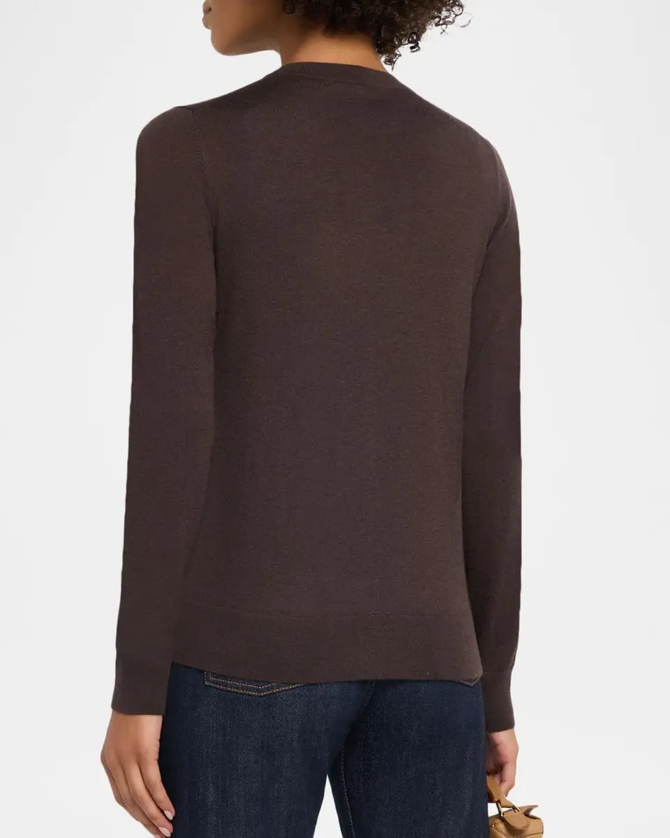 Neiman Marcus Cashmere Collection Superfine Cashmere Crewneck Cardigan | Thumbnail 3