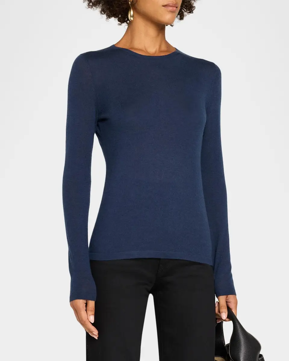Neiman Marcus Cashmere Collection Superfine Cashmere Crewneck Sweater | Thumbnail 4