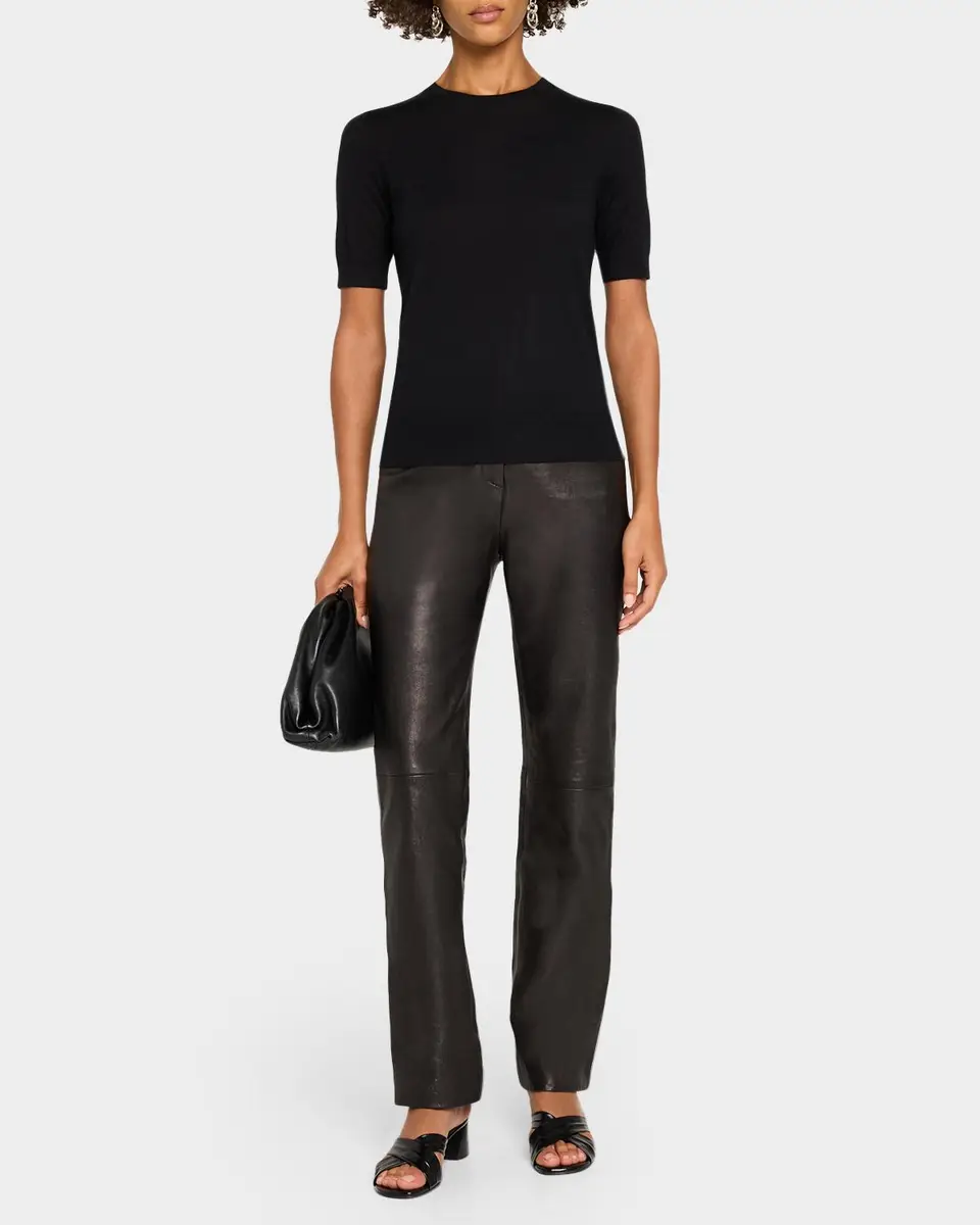 Neiman Marcus Cashmere Collection Superfine Cashmere Short-Sleeve Sweater | Thumbnail 2 Neiman Marcus Cashmere Collection Superfine Cashmere Short-Sleeve Sweater | Thumbnail 2