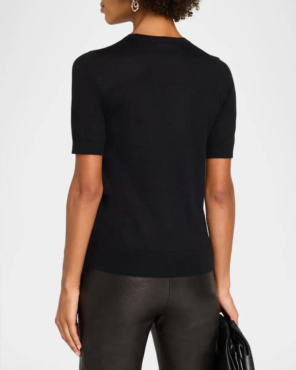 Neiman Marcus Cashmere Collection Superfine Cashmere Short-Sleeve Sweater | Thumbnail 3 Neiman Marcus Cashmere Collection Superfine Cashmere Short-Sleeve Sweater | Thumbnail 3