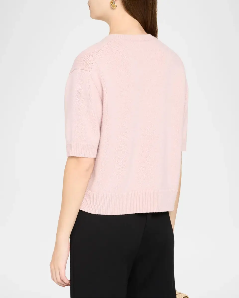 Theory Cashmere Cropped Short-Sleeve T-Shirt | Thumbnail 3 Theory Cashmere Cropped Short-Sleeve T-Shirt | Thumbnail 3