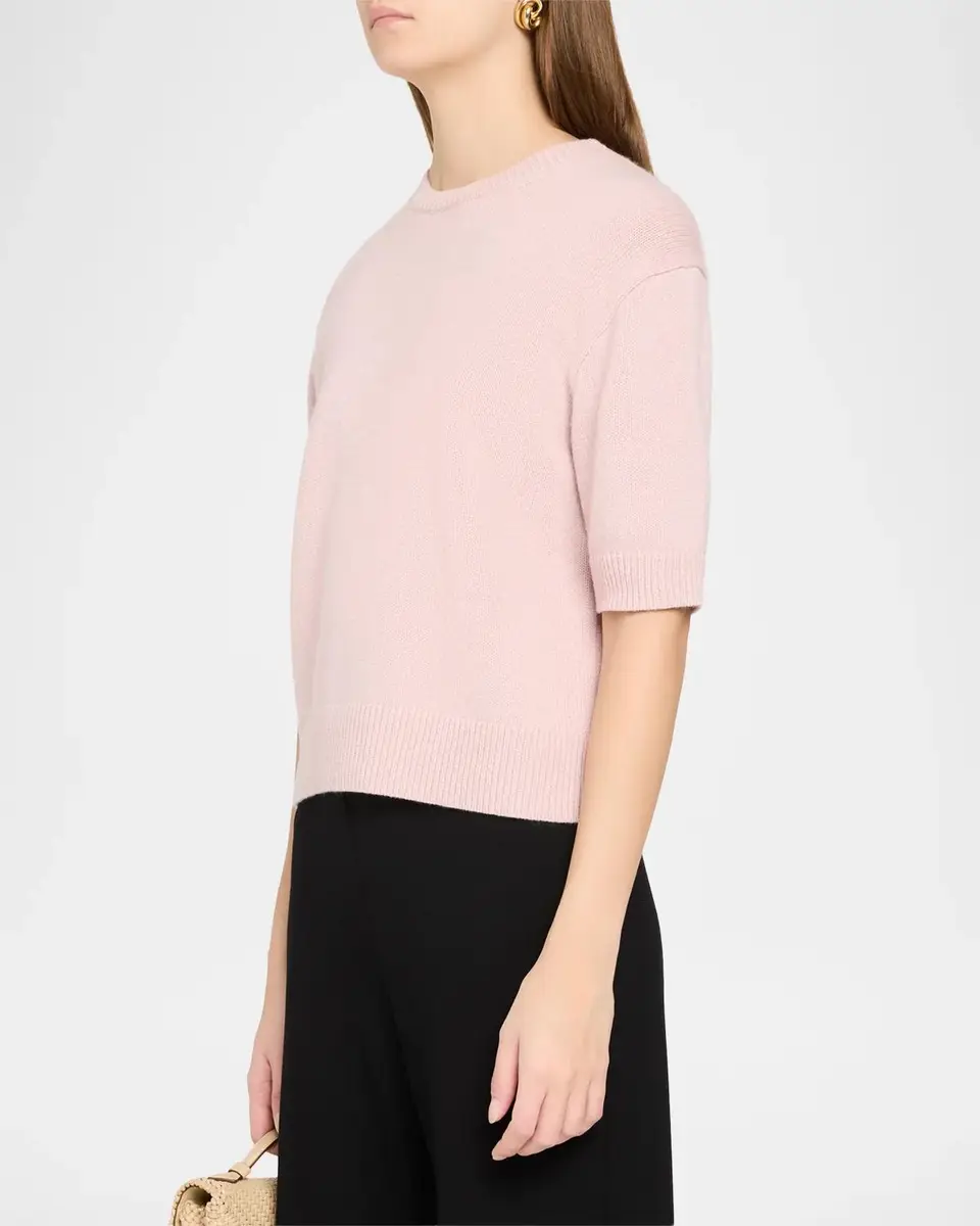 Theory Cashmere Cropped Short-Sleeve T-Shirt | Thumbnail 4 Theory Cashmere Cropped Short-Sleeve T-Shirt | Thumbnail 4