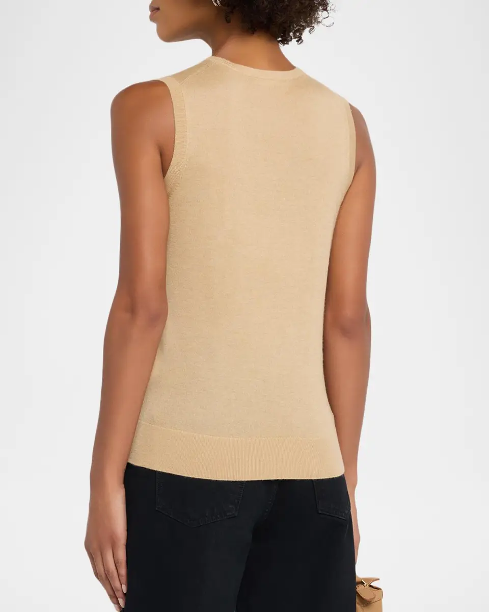 Neiman Marcus Cashmere Collection Superfine Cashmere Crewneck Shell | Thumbnail 3 Neiman Marcus Cashmere Collection Superfine Cashmere Crewneck Shell | Thumbnail 3