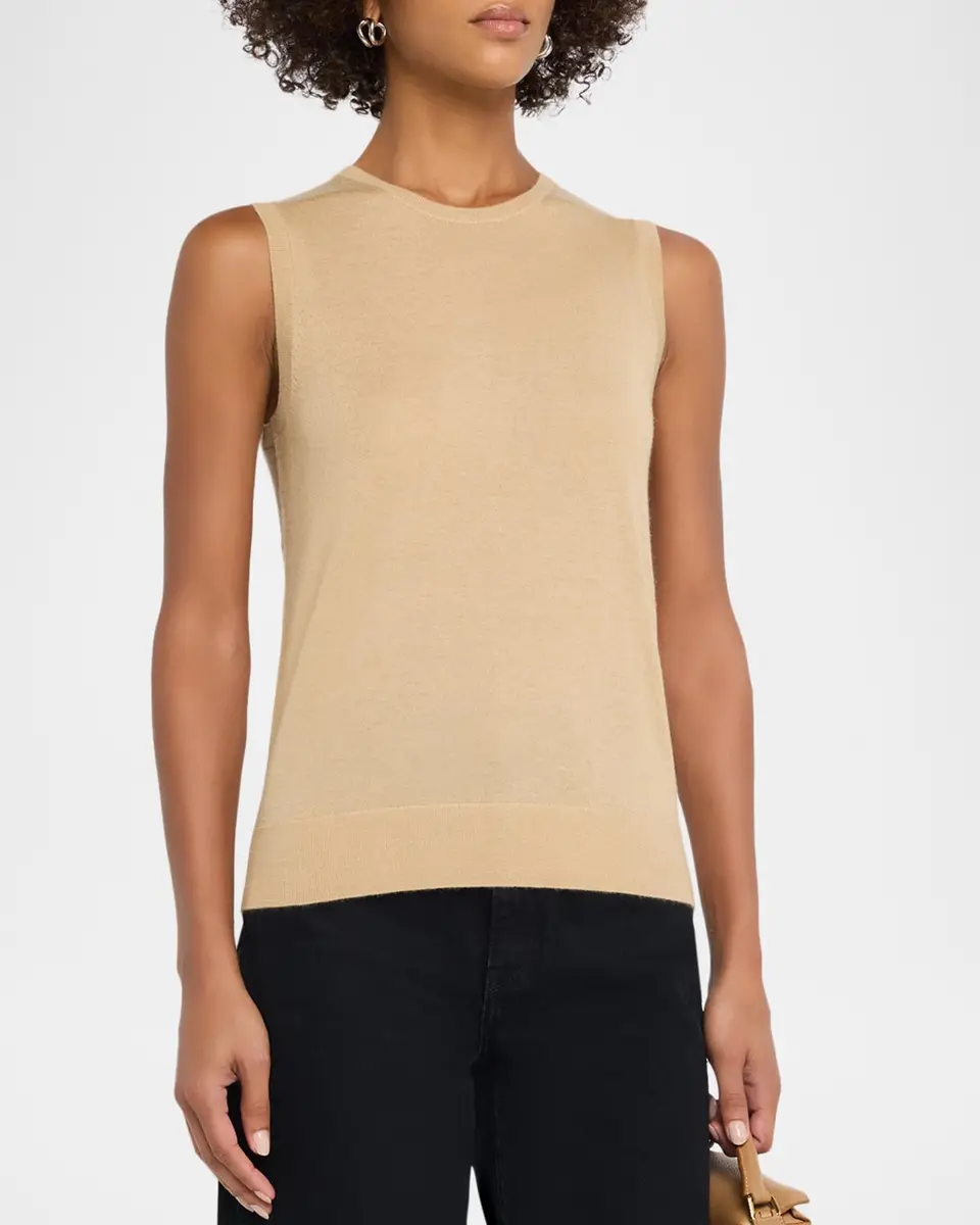 Neiman Marcus Cashmere Collection Superfine Cashmere Crewneck Shell | Thumbnail 4 Neiman Marcus Cashmere Collection Superfine Cashmere Crewneck Shell | Thumbnail 4