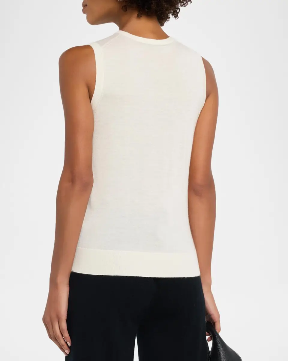 Neiman Marcus Cashmere Collection Superfine Cashmere Crewneck Shell | Thumbnail 3 Neiman Marcus Cashmere Collection Superfine Cashmere Crewneck Shell | Thumbnail 3