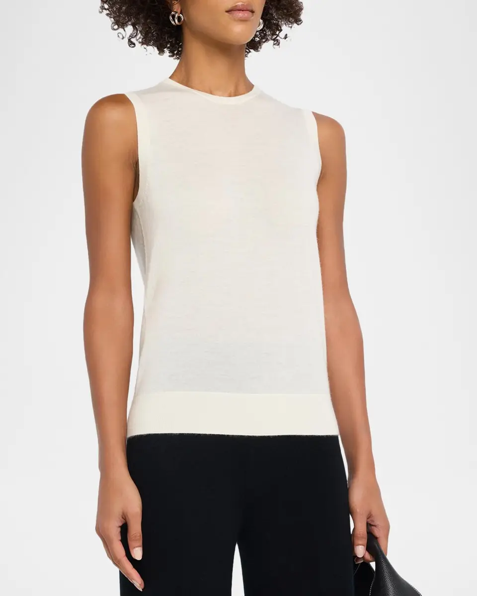 Neiman Marcus Cashmere Collection Superfine Cashmere Crewneck Shell | Thumbnail 4 Neiman Marcus Cashmere Collection Superfine Cashmere Crewneck Shell | Thumbnail 4