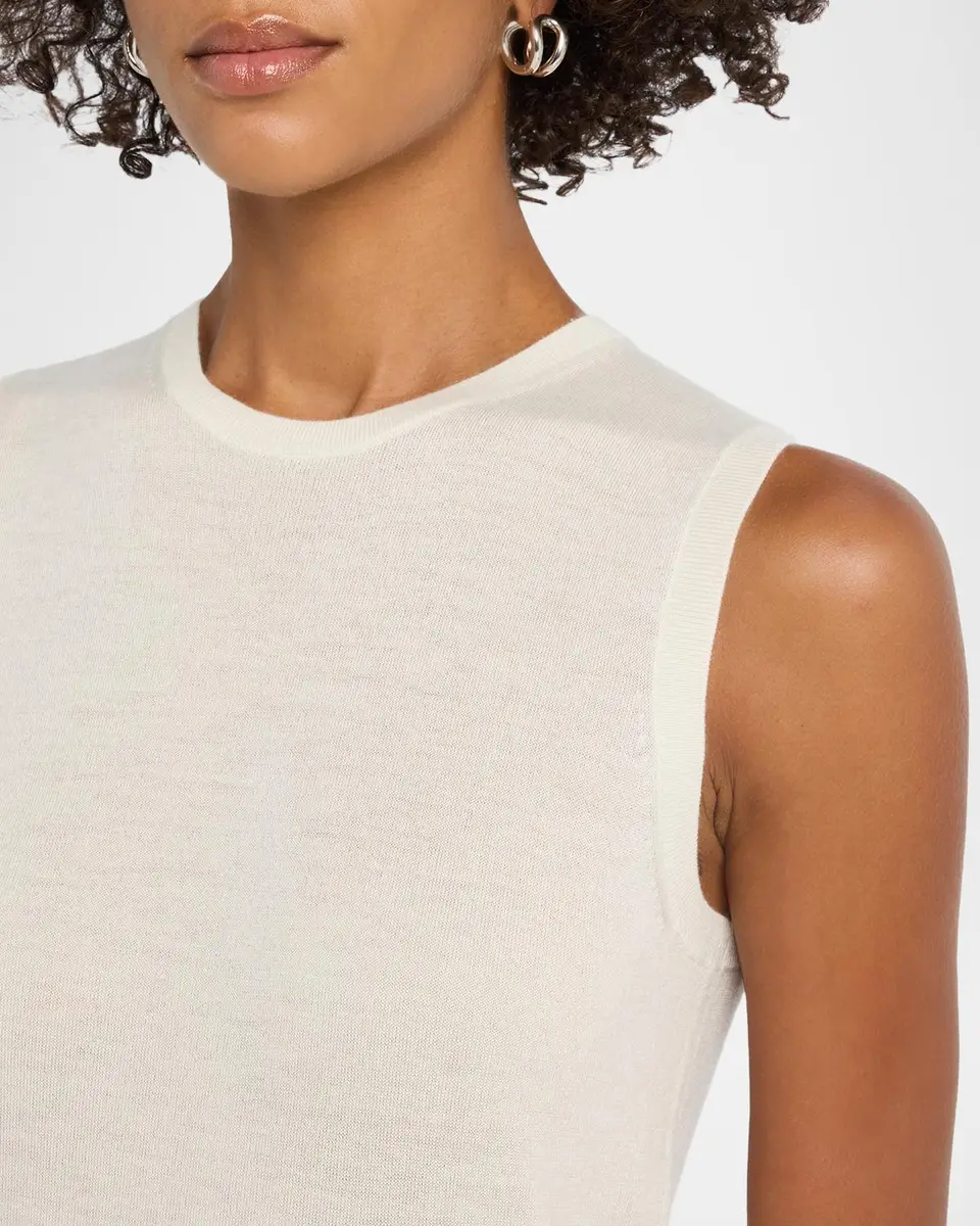 Neiman Marcus Cashmere Collection Superfine Cashmere Crewneck Shell | Thumbnail 5 Neiman Marcus Cashmere Collection Superfine Cashmere Crewneck Shell | Thumbnail 5