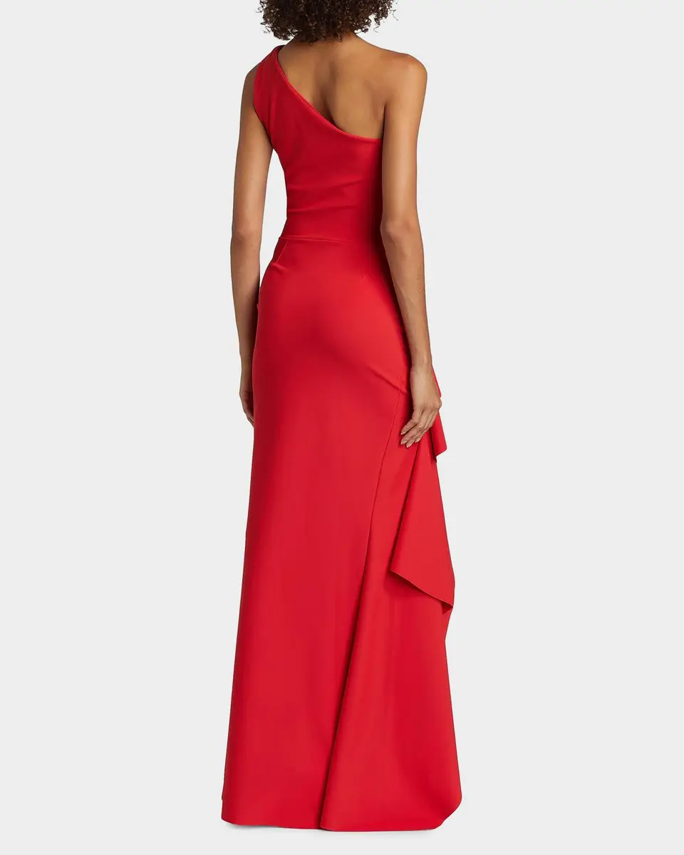 Chiara Boni La Petite Robe Ruched One-Shoulder Ruffle Gown | Thumbnail 3