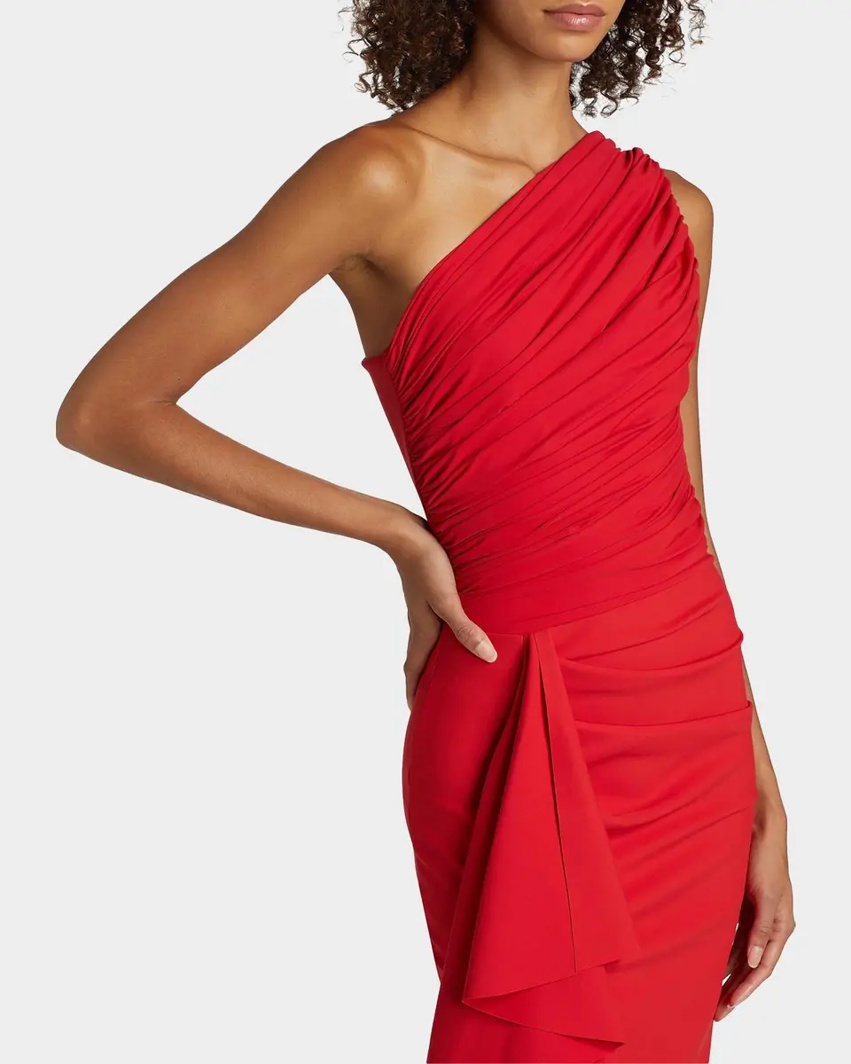 Chiara Boni La Petite Robe Ruched One-Shoulder Ruffle Gown | Thumbnail 5