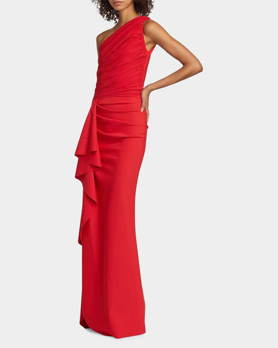 Chiara Boni La Petite Robe Ruched One-Shoulder Ruffle Gown | Thumbnail 7