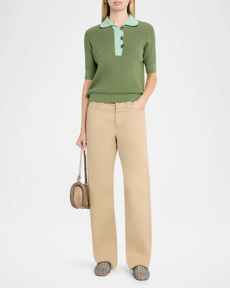 JW Anderson Short-Sleeve Textured Knit Polo Sweater | Thumbnail 2 JW Anderson Short-Sleeve Textured Knit Polo Sweater | Thumbnail 2