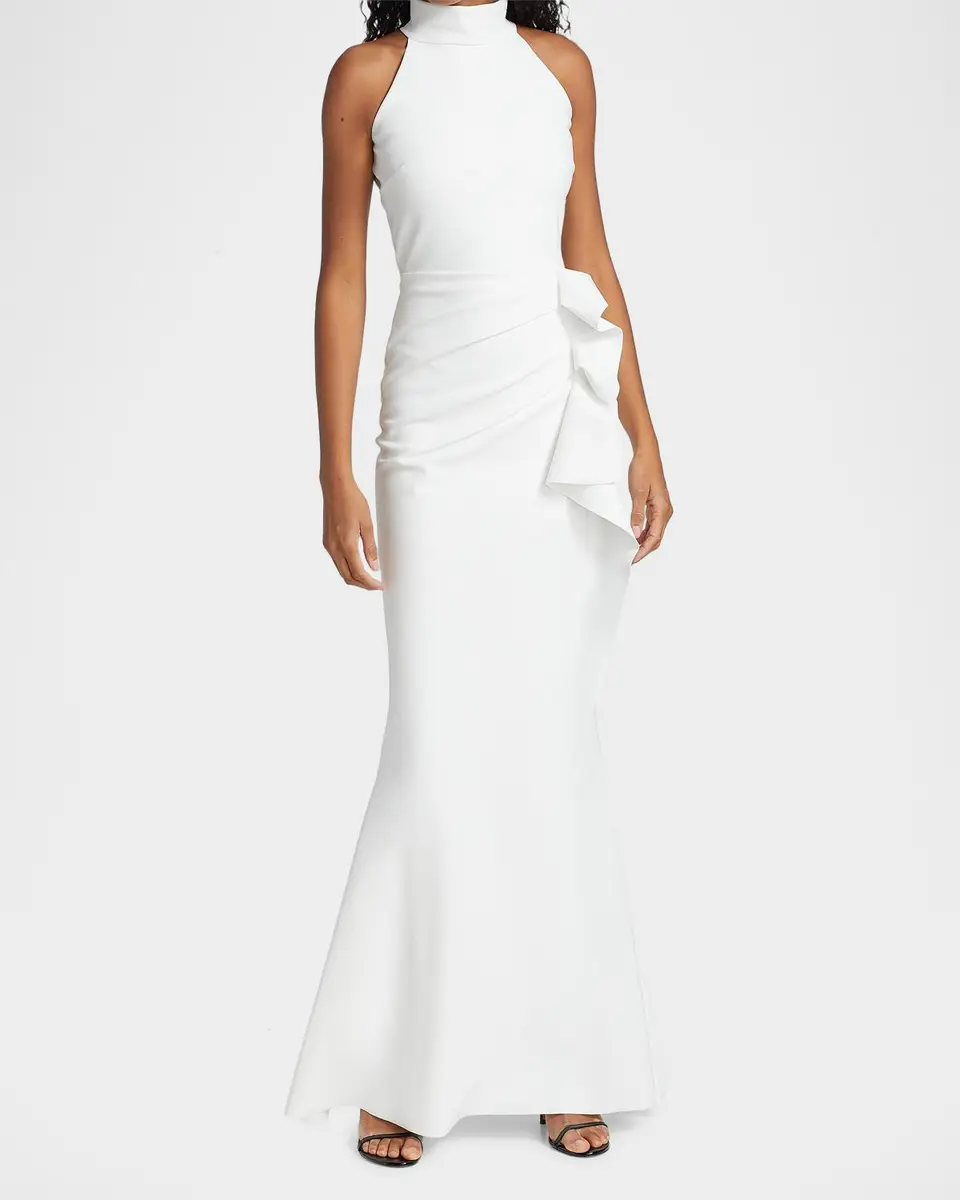 Chiara Boni La Petite Robe Gudrum Halter Ruffle Gown | Thumbnail 2 Chiara Boni La Petite Robe Gudrum Halter Ruffle Gown | Thumbnail 2