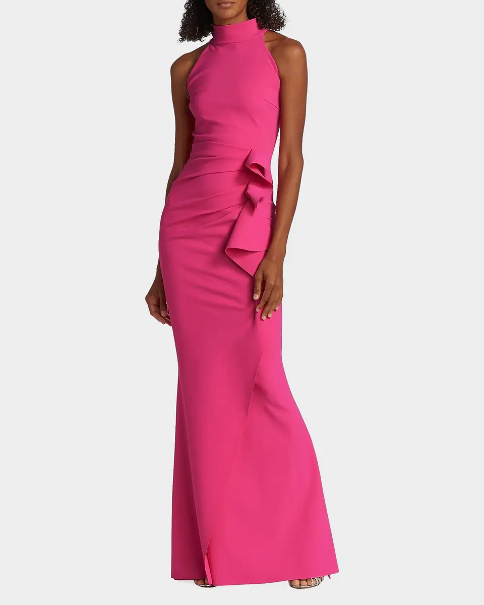 Chiara Boni La Petite Robe Gudrum Halter Ruffle Gown | Thumbnail 4 Chiara Boni La Petite Robe Gudrum Halter Ruffle Gown | Thumbnail 4