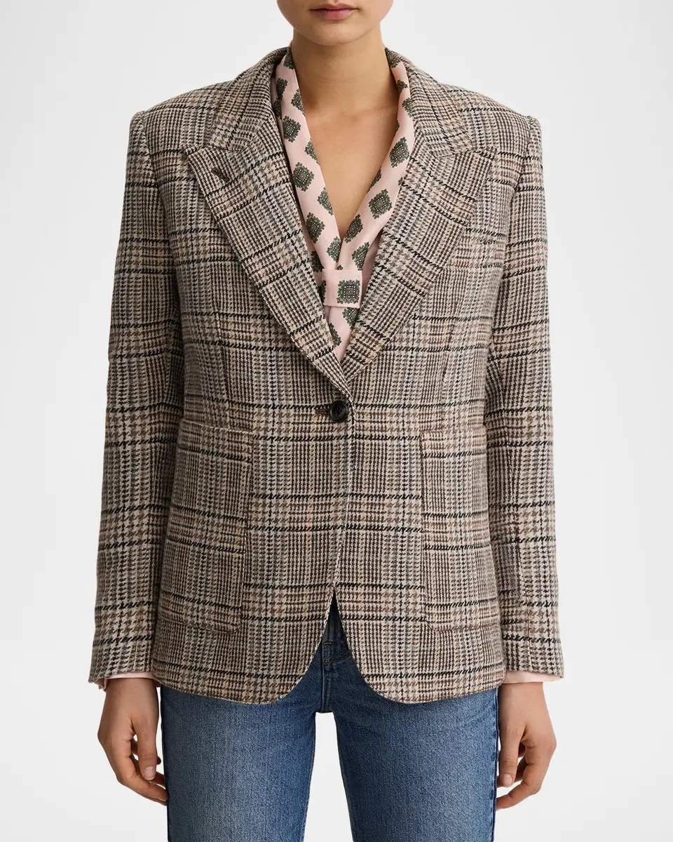SMYTHE Patch Pocket Houndstooth Plaid Single-Breasted Blazer | Thumbnail 3 SMYTHE Patch Pocket Houndstooth Plaid Single-Breasted Blazer | Thumbnail 3