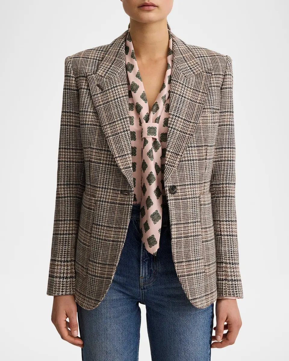 SMYTHE Patch Pocket Houndstooth Plaid Single-Breasted Blazer | Thumbnail 4 SMYTHE Patch Pocket Houndstooth Plaid Single-Breasted Blazer | Thumbnail 4