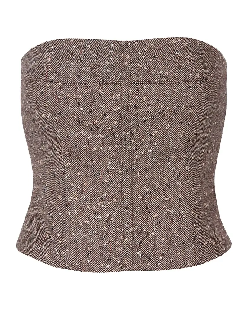 SMYTHE Herringbone Tweed Bustier Top