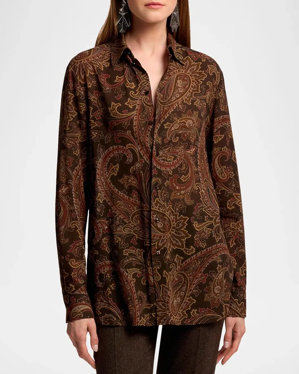 Ralph Lauren Collection Trayna Paisley Cotton Voile Shirt | Thumbnail 3