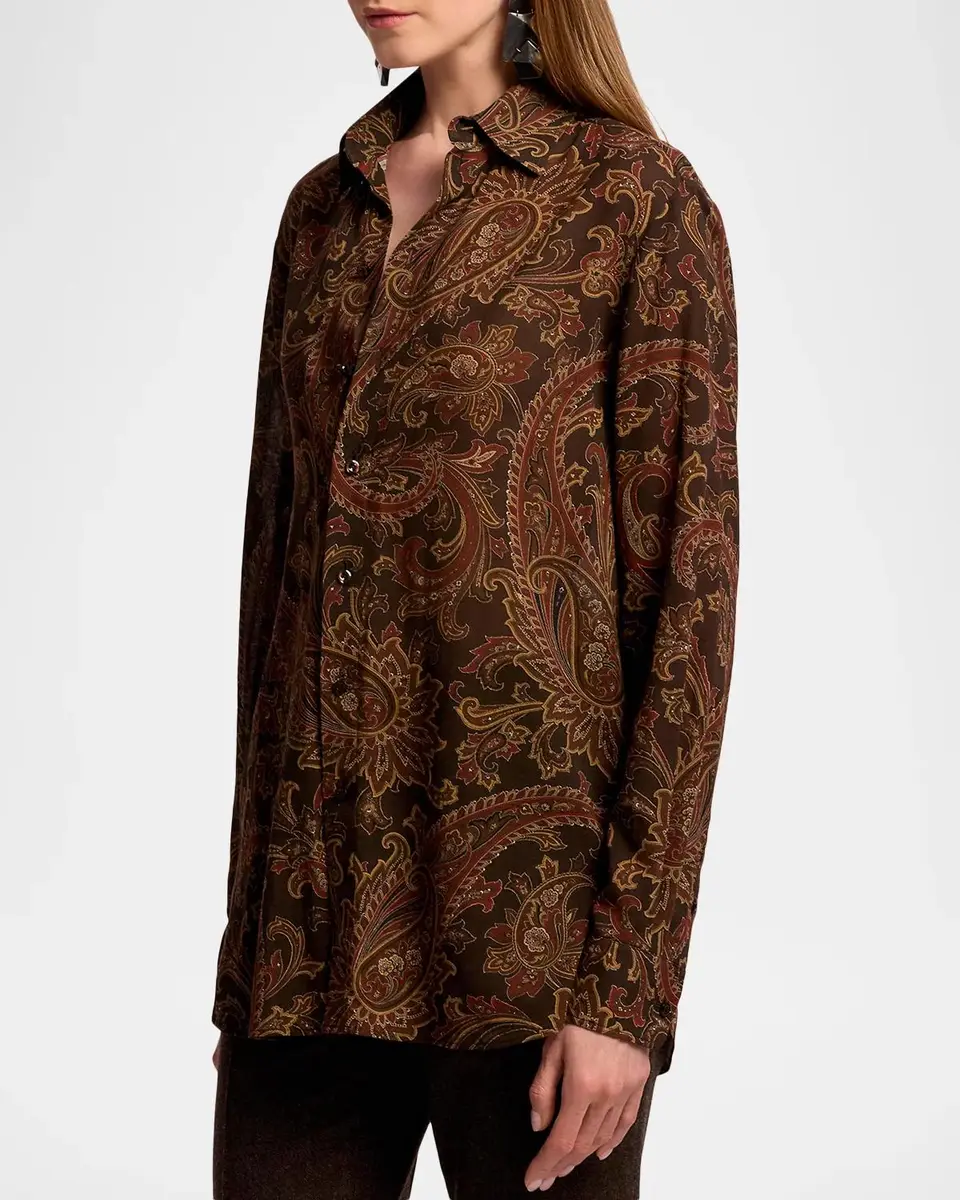 Ralph Lauren Collection Trayna Paisley Cotton Voile Shirt | Thumbnail 4