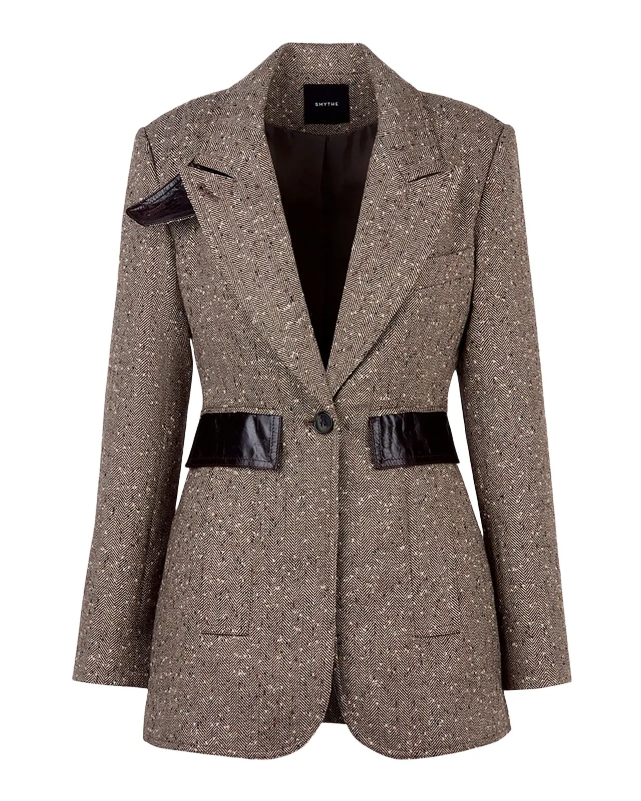 Herringbone Tweed Tailored Boyfriend Blazer