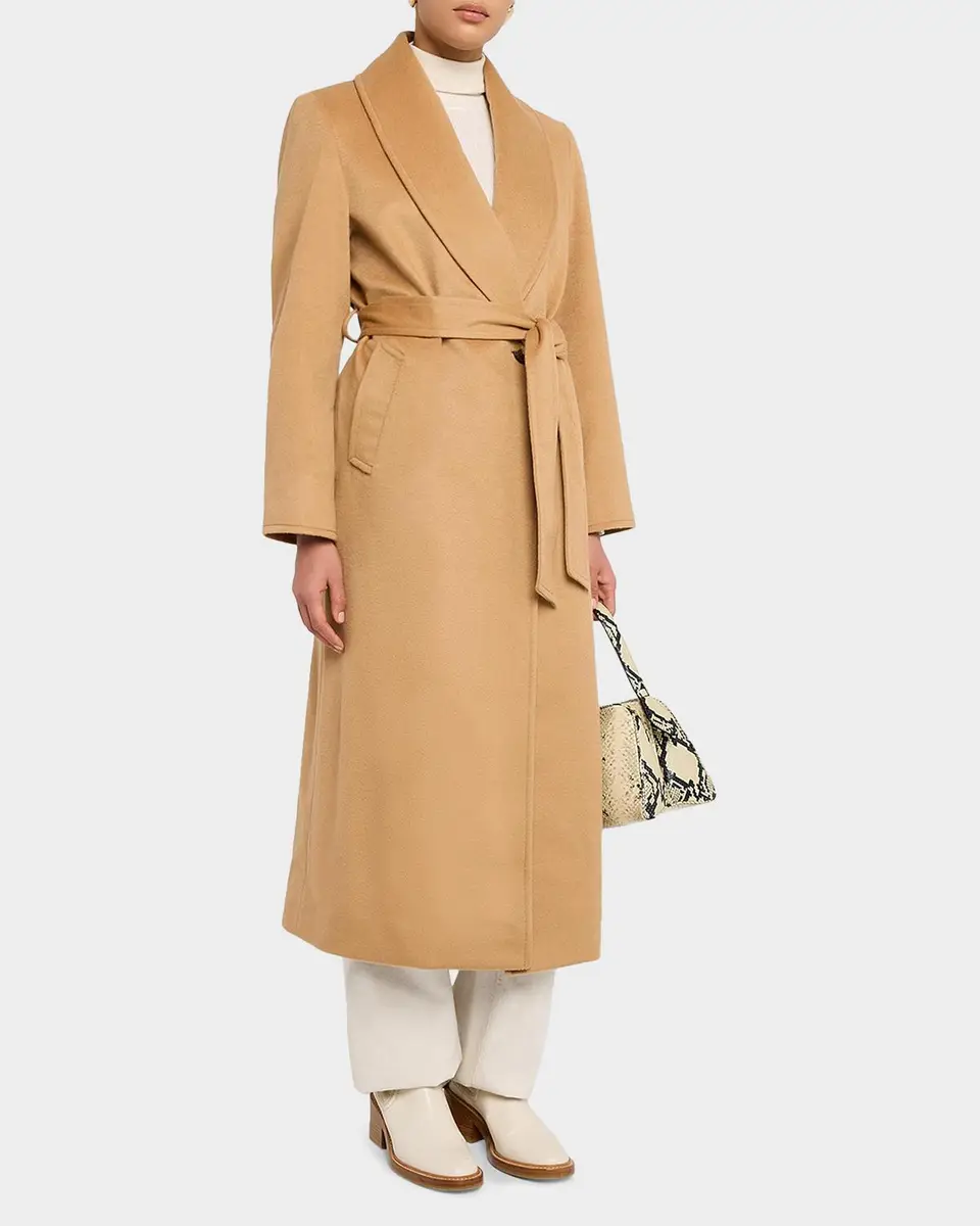 Sofia Cashmere Cashmere Belted Wrap Coat with Pick-Stitched Detail | Thumbnail 4 Sofia Cashmere Cashmere Belted Wrap Coat with Pick-Stitched Detail | Thumbnail 4