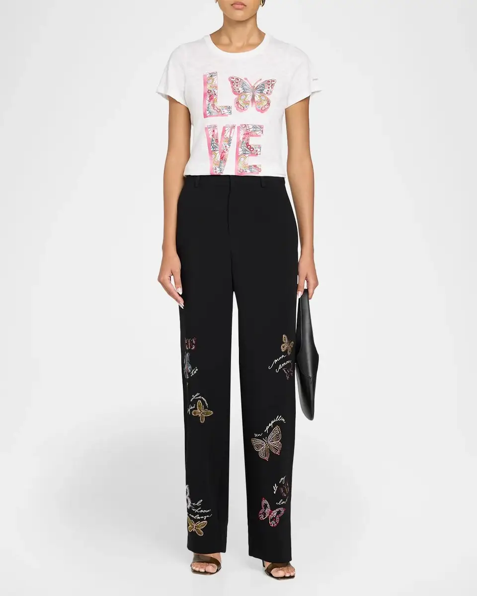 Cinq à Sept Heatset Butterfly Cotton T-Shirt | Thumbnail 2 Cinq à Sept Heatset Butterfly Cotton T-Shirt | Thumbnail 2