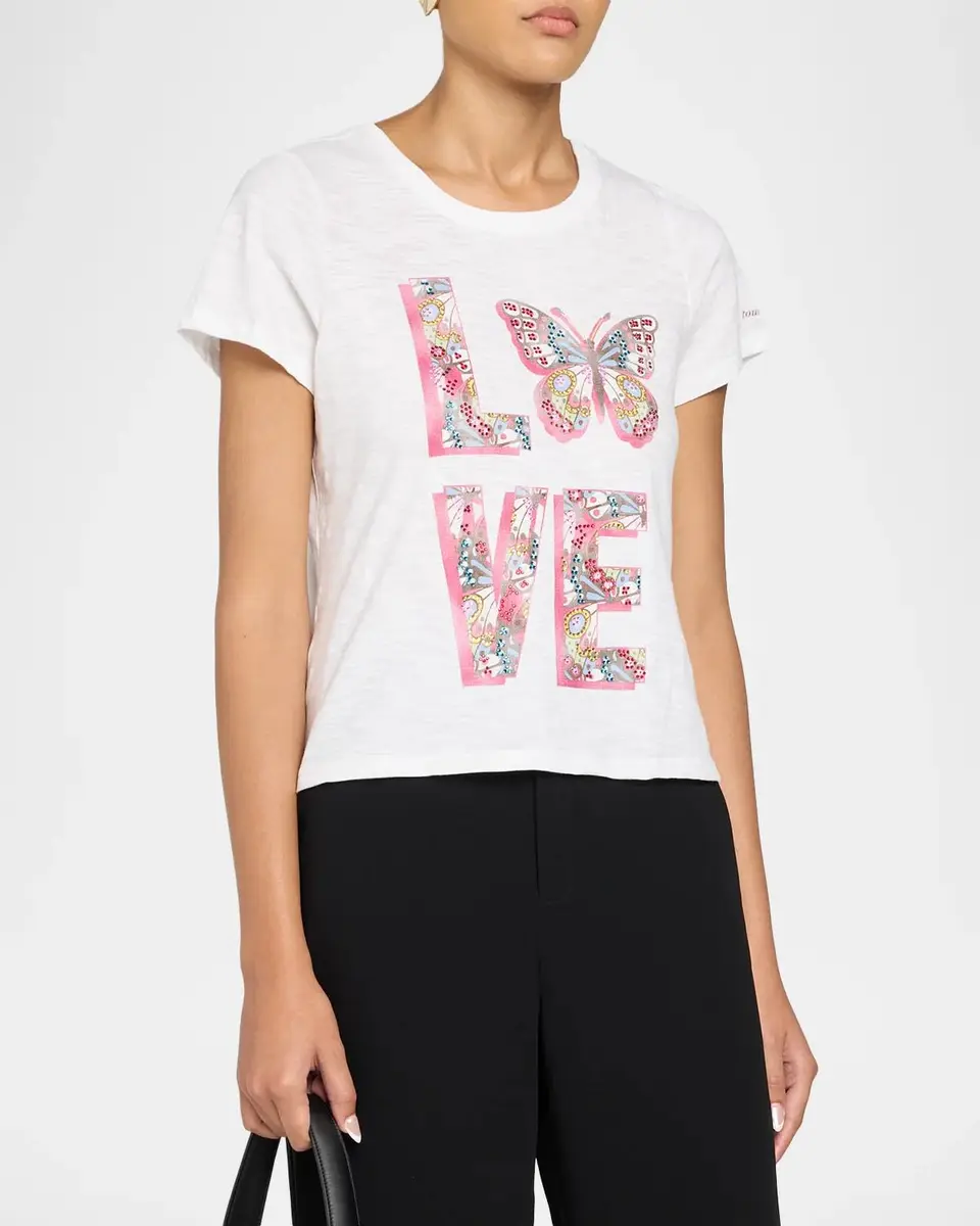 Cinq à Sept Heatset Butterfly Cotton T-Shirt | Thumbnail 4 Cinq à Sept Heatset Butterfly Cotton T-Shirt | Thumbnail 4