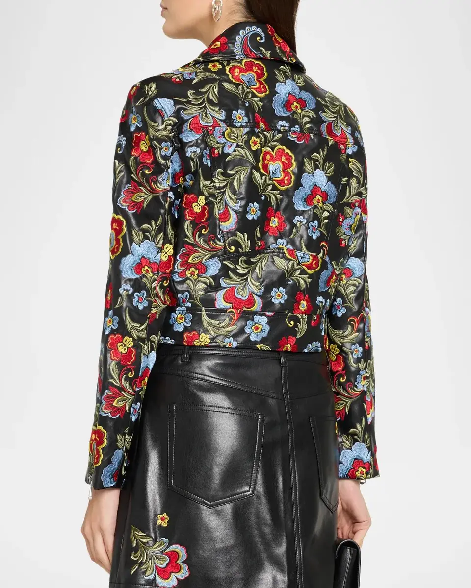 Cinq à Sept Genevive Floral-Embroidered Biker Jacket | Thumbnail 3 Cinq à Sept Genevive Floral-Embroidered Biker Jacket | Thumbnail 3