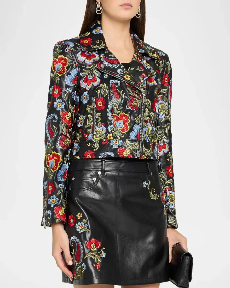 Cinq à Sept Genevive Floral-Embroidered Biker Jacket | Thumbnail 4 Cinq à Sept Genevive Floral-Embroidered Biker Jacket | Thumbnail 4