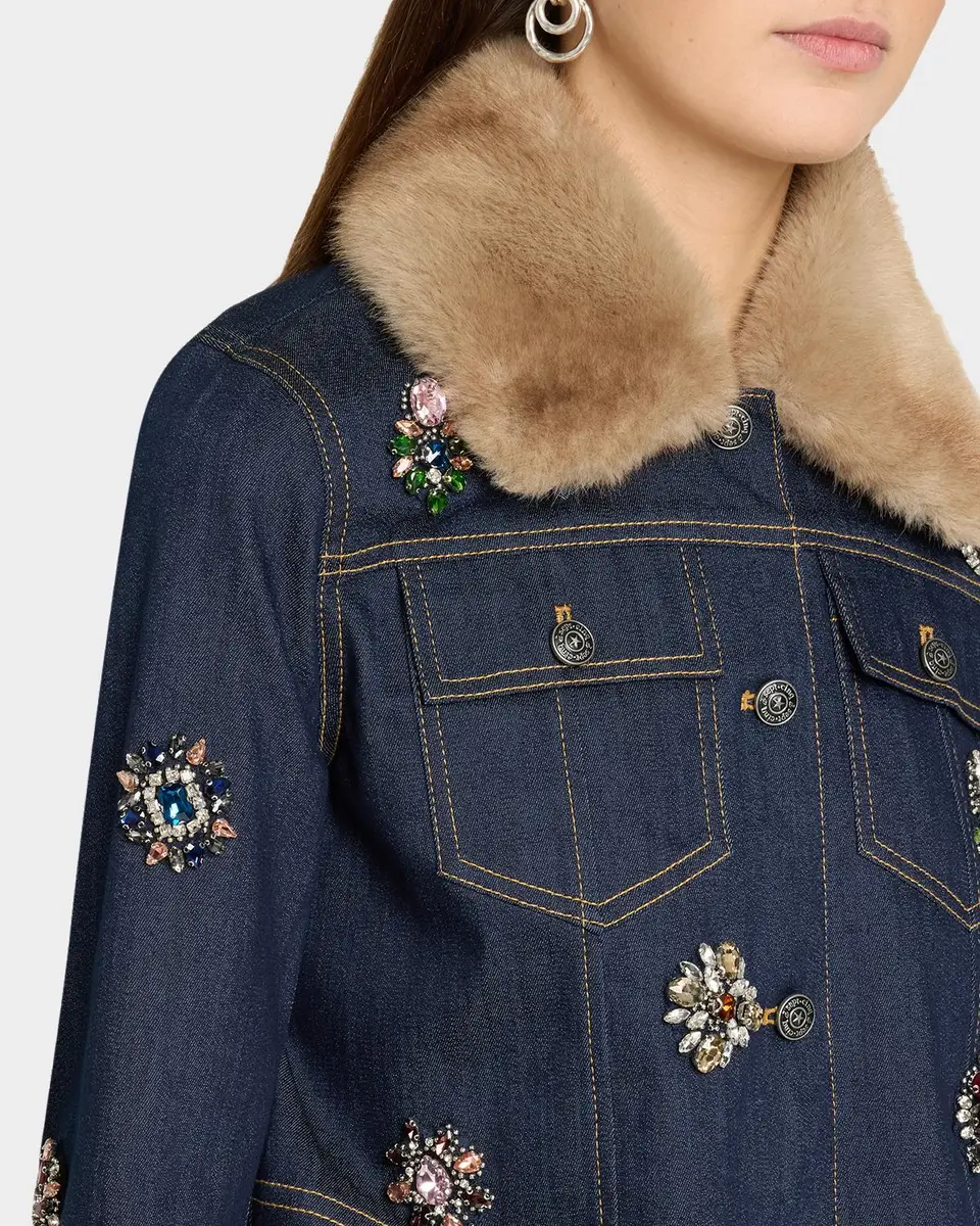Cinq à Sept Lexie Faux-Fur Collar Denim Jacket | Thumbnail 5 Cinq à Sept Lexie Faux-Fur Collar Denim Jacket | Thumbnail 5