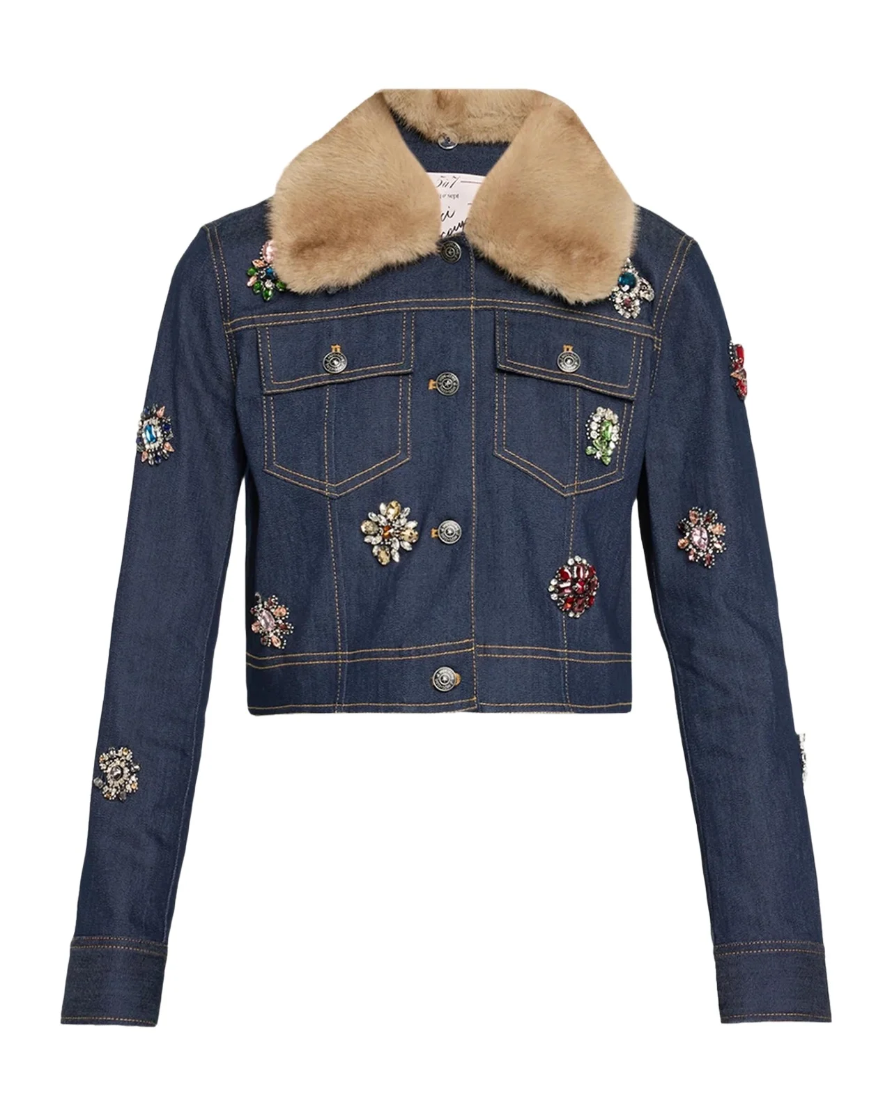 Cinq à Sept Lexie Faux-Fur Collar Denim Jacket