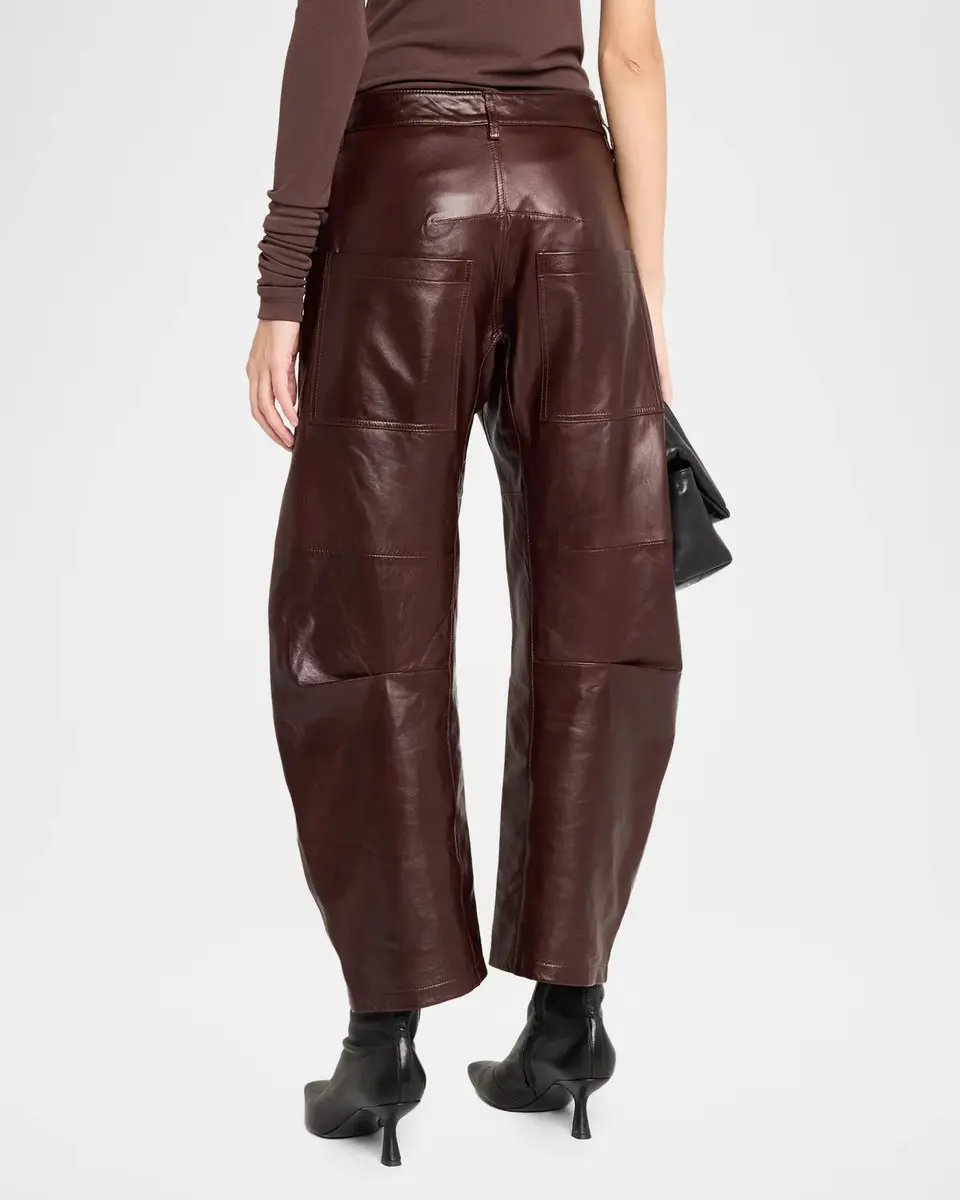 Nili Lotan Shon Leather Barrel-Leg Ankle Pants | Thumbnail 3 Nili Lotan Shon Leather Barrel-Leg Ankle Pants | Thumbnail 3