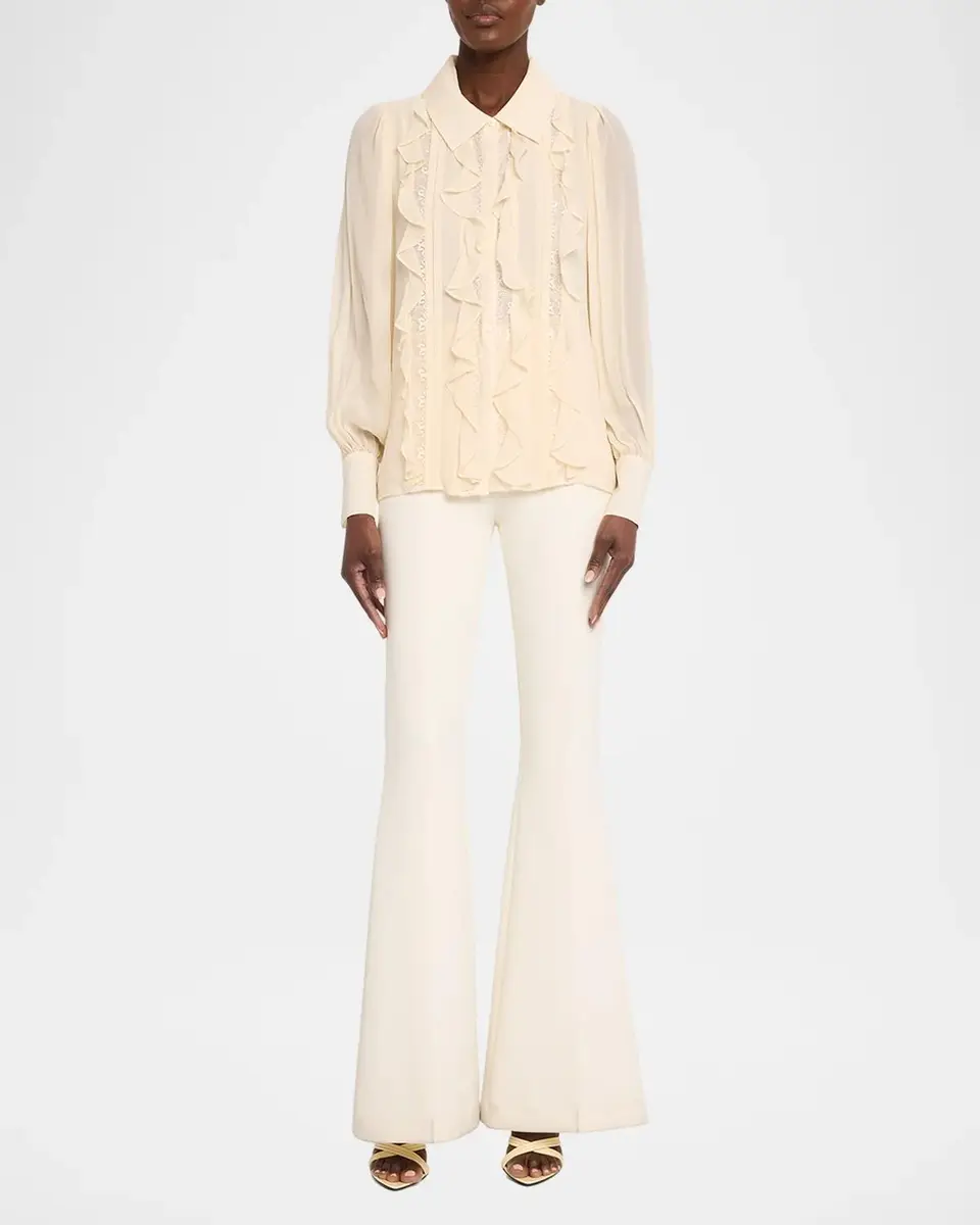 Ramy Brook Claire Ruffle Blouson-Sleeve Silk Blouse | Thumbnail 2 Ramy Brook Claire Ruffle Blouson-Sleeve Silk Blouse | Thumbnail 2