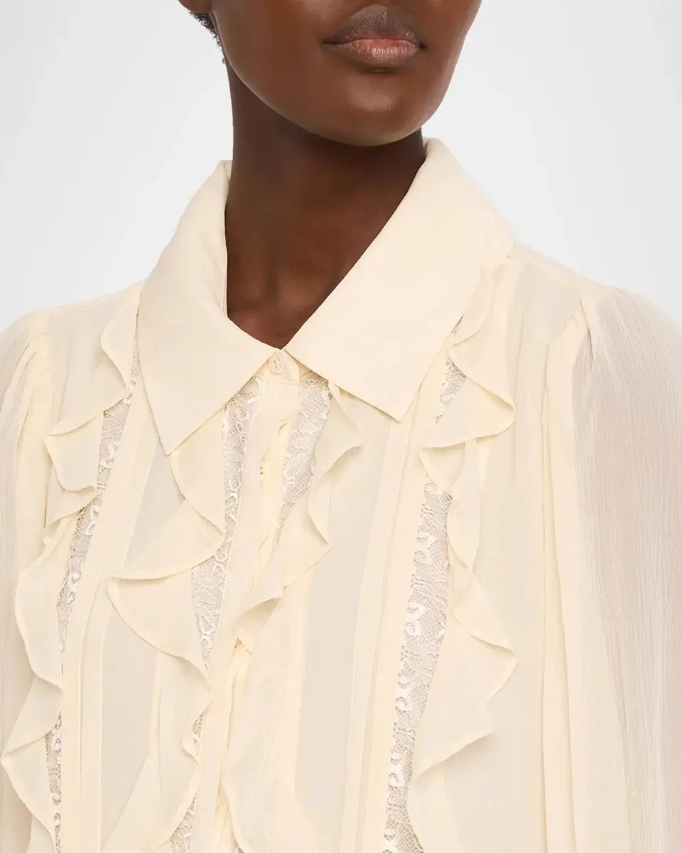Ramy Brook Claire Ruffle Blouson-Sleeve Silk Blouse | Thumbnail 5 Ramy Brook Claire Ruffle Blouson-Sleeve Silk Blouse | Thumbnail 5