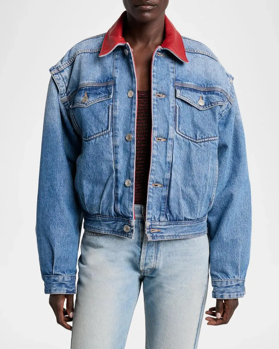 Isabel Marant Devyn Reversible Leather & Denim Jacket | Thumbnail 4 Isabel Marant Devyn Reversible Leather & Denim Jacket | Thumbnail 4