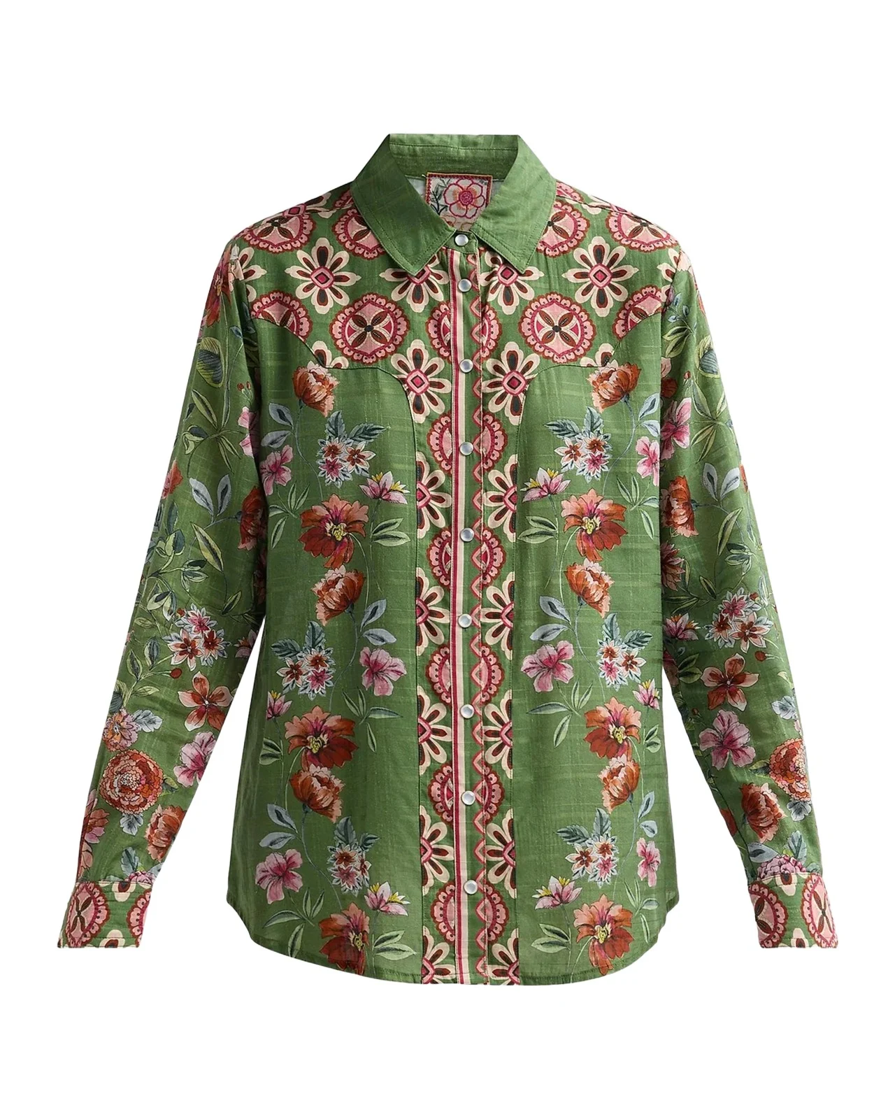 Johnny Was Vintage Western Floral-Print Shirt